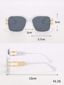 1副女士幾何框架太陽眼鏡適用於日常 - 白色 - 查看 5