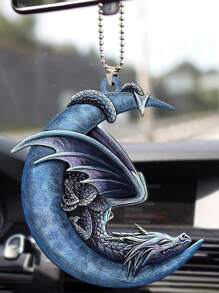 1 Đồ trang trí treo xe hơi phương Tây Rồng & Mặt trăng PMMA - Màu xanh hải quân - Xem 1