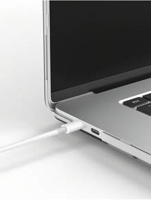1pc Solid Plastic Laptop Case Compatible With MacBook - White - View 6