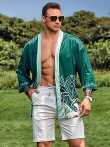 Manfinity RSRT Áo sơ mi Nam Đồ họa Boho - màu xanh lá - Xem 3