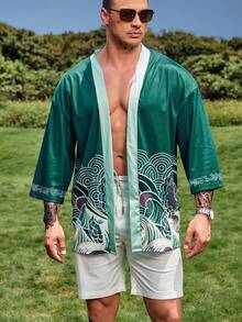 Manfinity RSRT Áo sơ mi Nam Đồ họa Boho - màu xanh lá - Xem 4