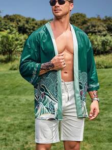 Manfinity RSRT Áo sơ mi Nam Đồ họa Boho - màu xanh lá - Xem 6