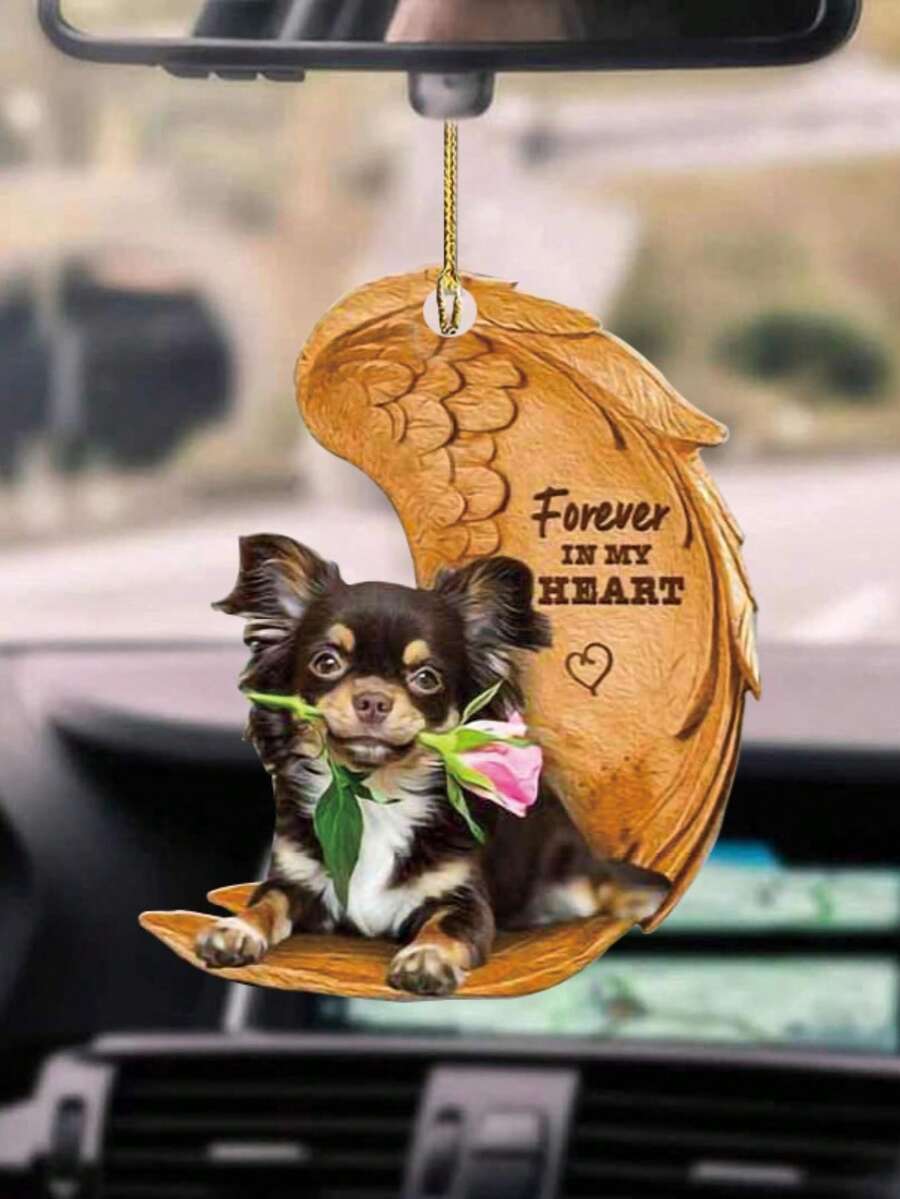 1 Đồ Họa Hình Chó & Chữ Cái PMMA Treo Xe Ô Tô Vật Trang Trí - màu nâu - Xem 1