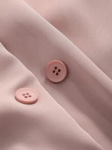 DAZY Lapel Neck Double Breasted Blouse - Pink - View 3