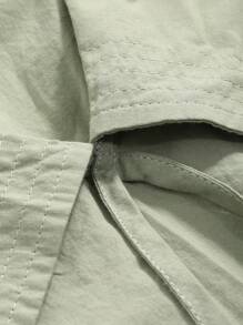 DAZY Cổ thuỷ thủ Ống tay áo Nút phía trước Áo sơ mi - màu xanh lá - Xem 3