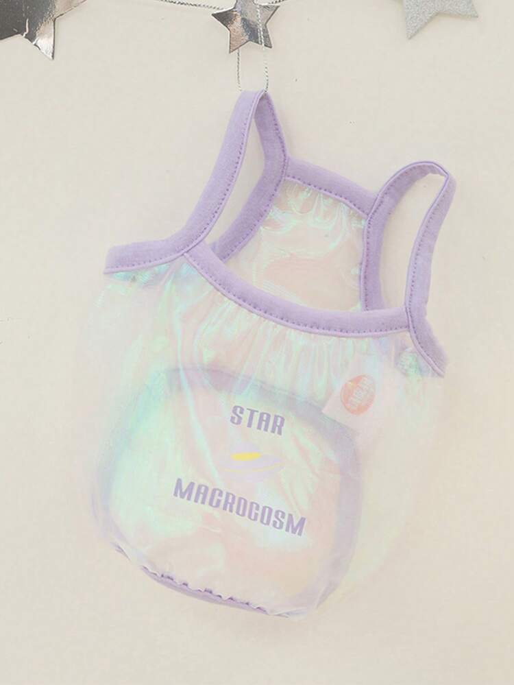 1pc Letter Graphic Pet Tank For Dog And Cat For Summer - Mauve Purple - View 3