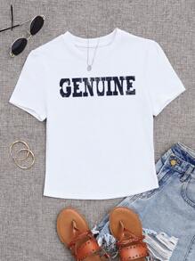 INAWLY 字母圖案T恤 - 白色 - 查看 1