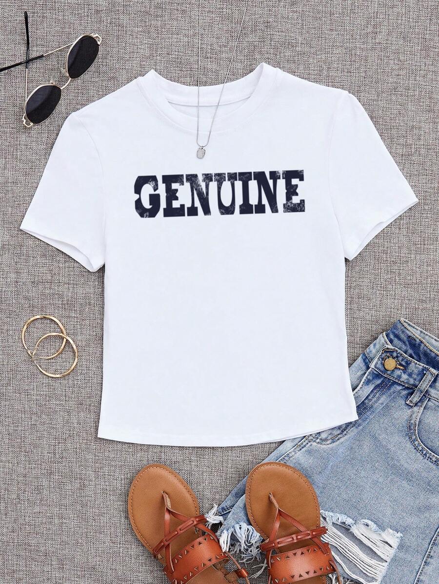 INAWLY 字母圖案T恤 - 白色 - 查看 1