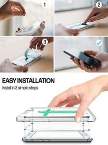 1入組素色矽膠防摔手機殼和1入組螢幕保護鋼化膜和1入組鏡頭保護膜適用於iphone - 墨綠色 - 查看 2