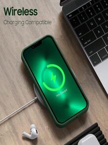 1入組素色矽膠防摔手機殼和1入組螢幕保護鋼化膜和1入組鏡頭保護膜適用於iphone - 墨綠色 - 查看 5