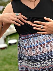 SHEIN 孕婦印花哺乳洋裝