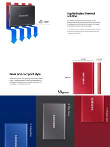 Samsung T7 Mobile Solid State Drive 500GB/1TB USB3.2 Computer Phone Hardware Encryption Dual-Use SSD - Grey - View 5