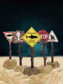 1入組警示牌設計隨機裝飾物適用於水族館適用於裝飾用品 - 彩色 - 查看 1