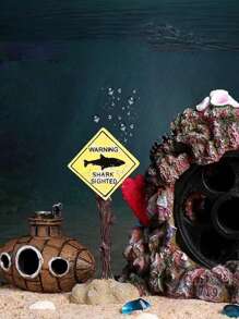 1入組警示牌設計隨機裝飾物適用於水族館適用於裝飾用品 - 彩色 - 查看 4