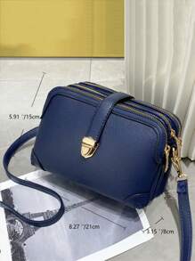 Yogodlns 时尚、简约、休闲、三层贝壳挎包女士小手提包时尚单肩斜挎包，母亲节礼物送给妈妈 - 藏蓝色 - 查看 3