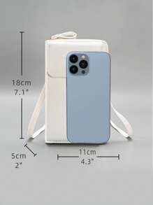 Compact And Delicate Crossbody Bag With Lock Decor In White, Suitable For Phone And Money - White - View 3