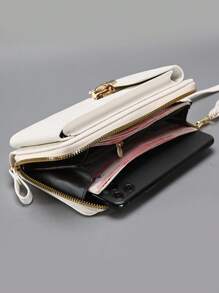Compact And Delicate Crossbody Bag With Lock Decor In White, Suitable For Phone And Money - White - View 5