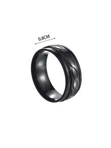 1 Miếng Thời trang Thép không gỉ Hình học Textured Nhẫn Đối với phụ nữ Để Trang Trí Hàng Ngày - màu đen - Xem 3