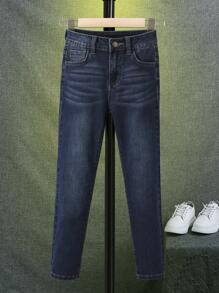 SHEIN Tween Boys' Casual Distressed Fit Denim Jeans, Spring & Summer