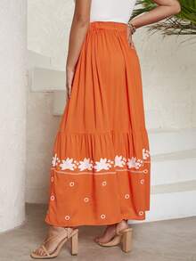 Váy nữ mép Viên lá sen Hoa Boho - Màu Cam cháy - Xem 2