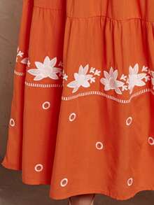 Váy nữ mép Viên lá sen Hoa Boho - Màu Cam cháy - Xem 7