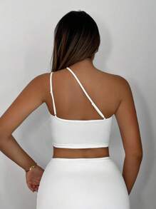 SHEIN SXY Top Femei Alb Rochii Femei Top Alb Tinuta Alb Crop Top Asimetric Top Tube Top
