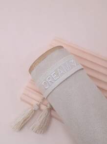 1pc Fashionable Letter Embroidered Tassel Decor String Bracelet For Men For Daily Decoration - Beige - View 3