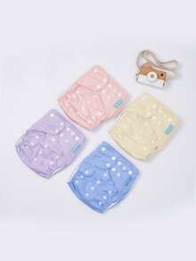 Happy Flute 4入組嬰兒圓點布尿布