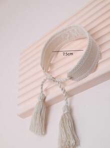 1pc Fashionable Letter Embroidered Tassel Decor String Bracelet For Men For Daily Decoration - Beige - View 4
