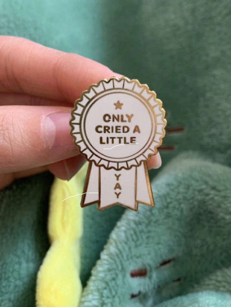 Letter Graphic Round Decor Brooch - White - View 1