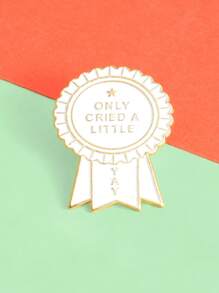 Letter Graphic Round Decor Brooch - White - View 2