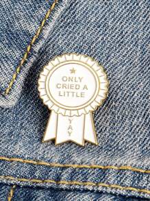 Letter Graphic Round Decor Brooch - White - View 3