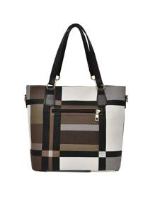 經典時尚6入組手提袋斜跨背包小提包手拿包錢包方格紋PU，最適合女性的工作包，適合商務、戶外、旅行，送給媽媽的最佳禮物