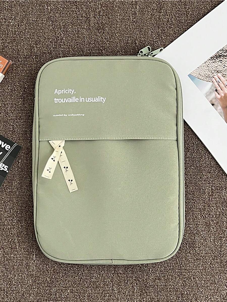 Túi máy tính xách tay đồ họa khẩu hiệu 1pc - màu xanh lá - Xem 1