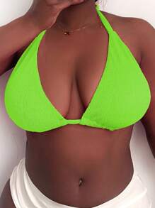 SHEIN SXY Plus Größe Sommer Strand, schlichter Triangel Neon Bikini Top mit Neckholder