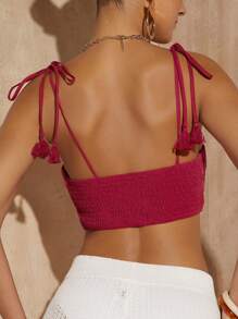 SHEIN VCAY Twist Front Tie Shoulder Cami Top - Hot Pink - View 2