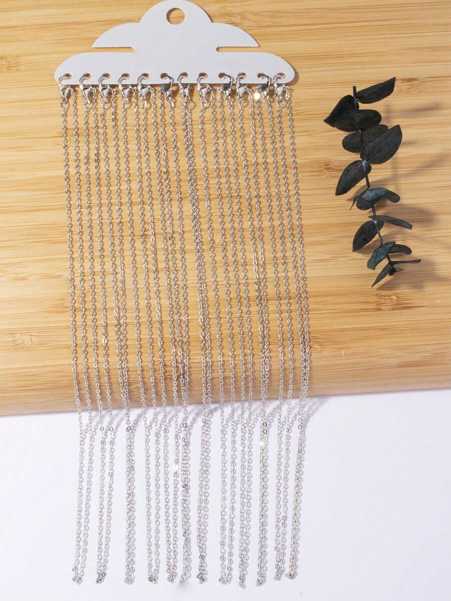 12 cái / bộ Vòng cổ chuỗi tối giản - Bạc - Xem 1