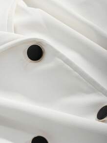 DAZY Solid Double Breasted Blouse - White - View 5