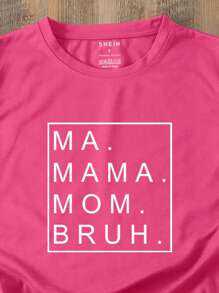 SHEIN LUNE Letter Graphic Tee - Hot Pink - View 3