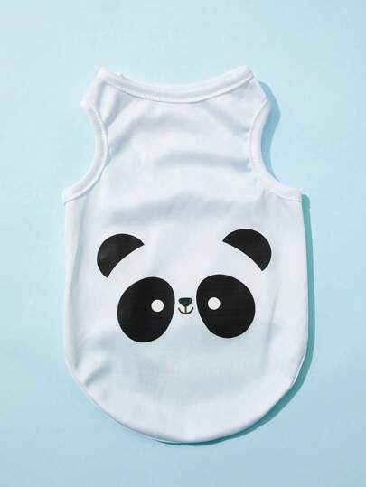 PETSIN 1入組卡通熊貓印花寵物背心適用於狗狗和貓適合夏天