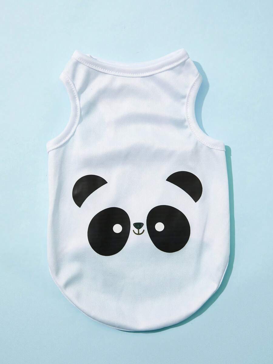 PETSIN 1入組卡通熊貓印花寵物背心適用於狗狗和貓適合夏天