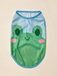 PETSIN 1入組卡通青蛙圖案寵物背心適用於狗狗和貓適合夏天 - 彩色 - 查看 1