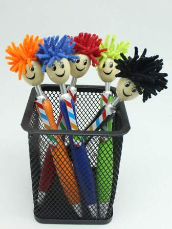 5pcs Cartoon Stylus Pen Set, Screen Cleaning Pens, Funny Office Desk Essential For Ladies School Supplies, Back To School