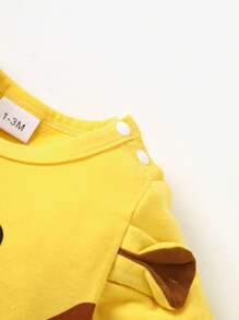 SHEIN Newborn Baby Boy Cartoon Graphic Bodysuit & Sweatpants - Multicolor - View 3