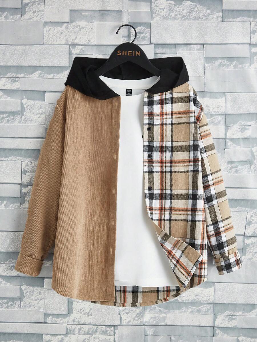 SHEIN LUNE Camisa con estampado de cuadros con botón delantero - Multicolor - Ver 1