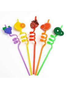 5 chiếc ống hút trang trí trái cây - Nhiều màu - Xem 1