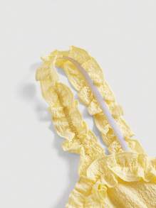 SHEIN MOD Frill Trim Pleated Fungus Edge Bustier Cami Dress - Yellow - View 3