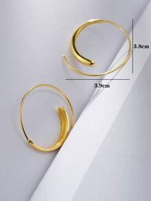 1對時尚鋅合金極簡開口耳環適合女士適用於禮品 - 金黃色 - 查看 3