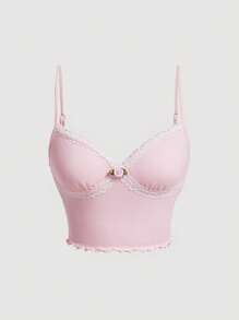 SHEIN MOD 蕾絲邊吊帶上衣 - 淺粉色 - 查看 1