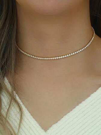 S SHOPBOHO 1 pieza Accesorio de joyería nupcial Gargantilla de diamantes cúbicos brillantes con cadena de eslabones de diamantes cúbicos cuadrados